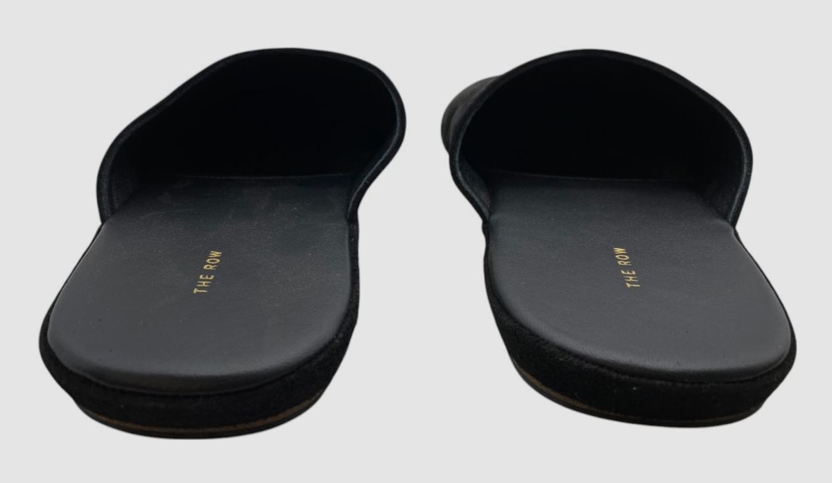 The Row Women's Black Franco Suede Slides Sandals Shoes Size