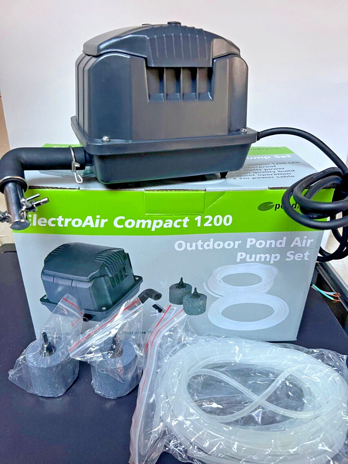 PondXpert ElectroAir Compact 1200 Pond Air Pump Weatherproof Complete Kit Air