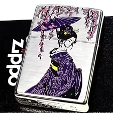 Zippo Geisha Wisteria Weeping Cherry Blossom One Sided Processing Etching