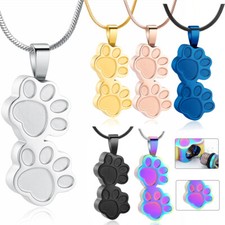 Pet Cremation Jewelry for Ashes Pendant Paw Print Pet Urn Necklace Memorial Gift