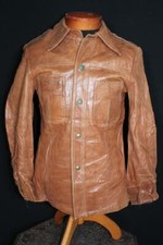 Giacca In Pelle Di Cervo Marrone Vintage Classica Anni '70 Taglia Piccola 36