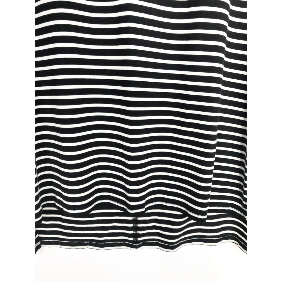 Camiseta sin mangas Athleta para mujer mediana negra blanca a rayas dobladillo alto bajo yoga atletismo  Foto 3 de 4