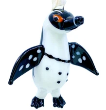 THE JOY TREE Penguin Ornament – Glass Art Hanging Figurine, Gift Boxed