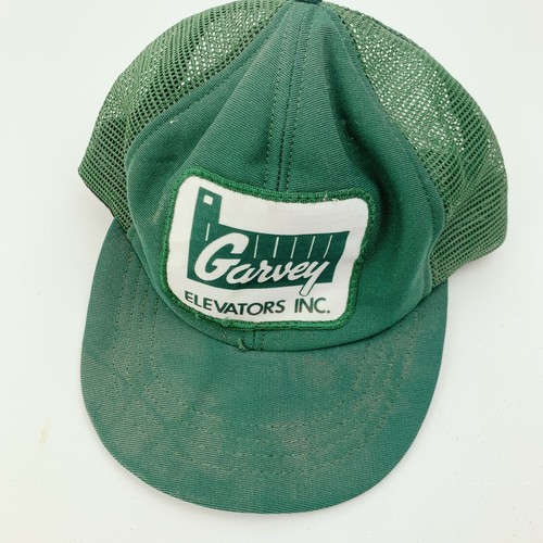 Vintage Garvey Elevators Inc Patch Green Mesh Snapback Trucker Hat Cap