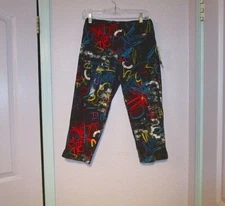 80s Vtg All Hours Leggings Size S Crop Stretch Grunge Graffiti Psychedelic Disco