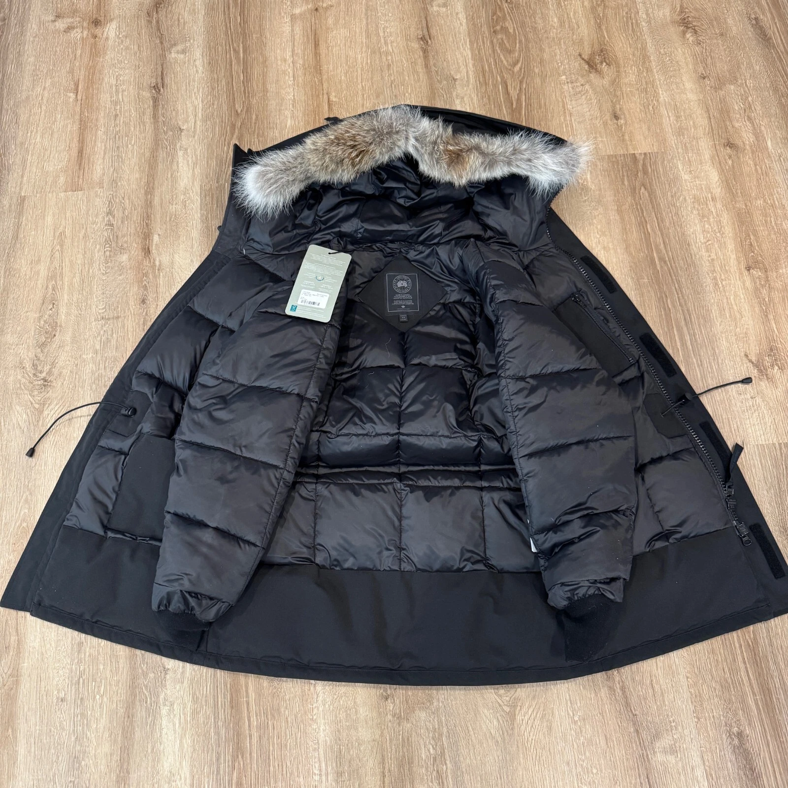 Parka Canada Goose Langford Cappuccio in pelliccia Nero Uomo Medium Nuovo con etichette