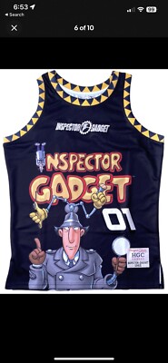 Inspector Gadget Men's Headgear Classics Premium Embroidered Basketball Jersey