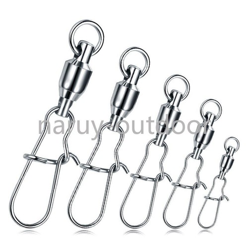 20/50PCS Fishing Snap Swivels Duo Lock Ball Bearing Swivel Snap Stainless Steel - Picture 4 of 17