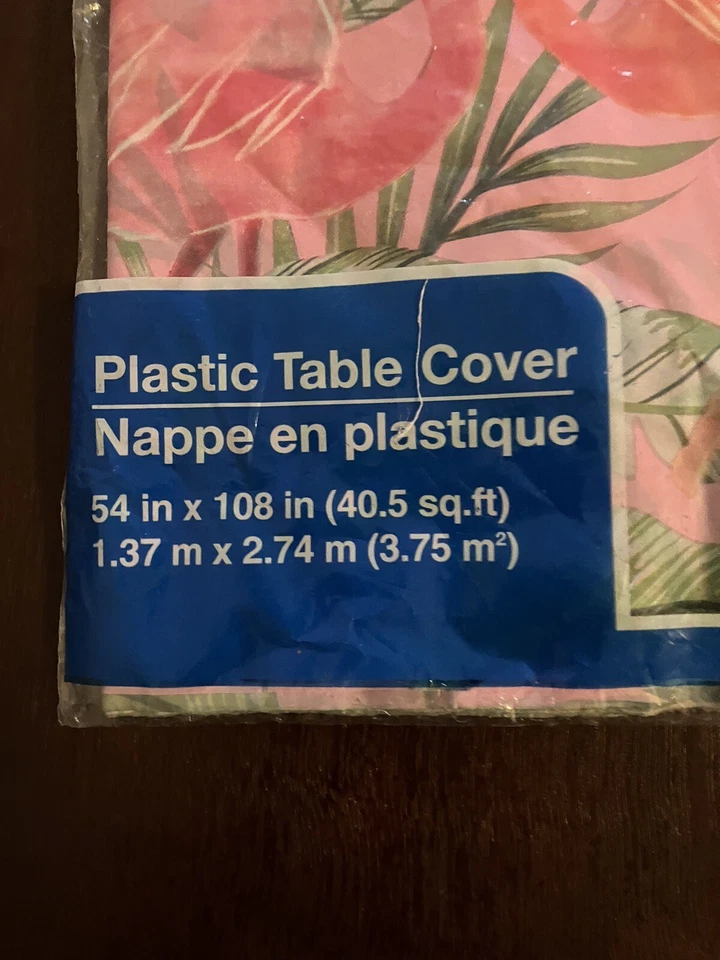 ¡Fiesta! Cubierta de mesa de plástico liviana colorida divertida flamenca rosa 54" x 108" NUEVA Foto 2 de 4