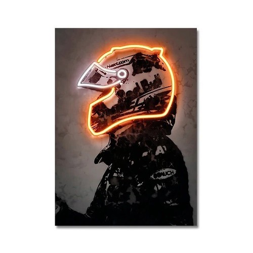 F1 Formula Champion Car Racing Neon Helmet Canvas Prints Poster Wall Art 20x28'' - Picture 16 of 19
