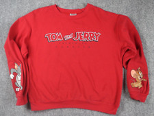 Tom and Jerry Sweater Youth Size L 11 13 Red Pullover PolyCttn Cartoon