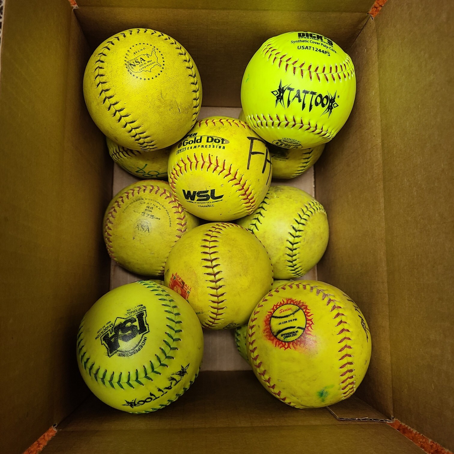 1 Dozen Used 44/375 BP Softballs eBay