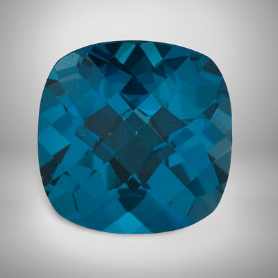 London Blue Topaz Cushion Cut Gemstone 8 Cts - 14 mm VVS Loose Gem