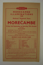 Vintage BR Handbill Morcambe Illuminations From Yorkshire 1960