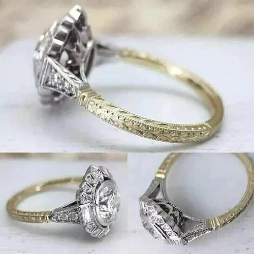 2.5Ct Art Deco Round Cut Lab Created Diamond Engagement 925 Silver Filigree Ring