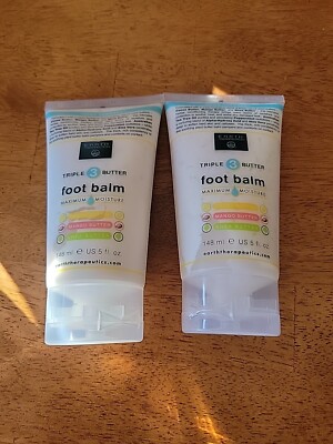 2pk Earth Therapeutics Triple Butter Foot Balm Cocoa, Mango, Shea Butter 5oz 