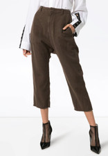 NILI LOTAN NWT 470 Luna Cropped Trouser Cotton Linen-Flax Slouch Brown Pants 8