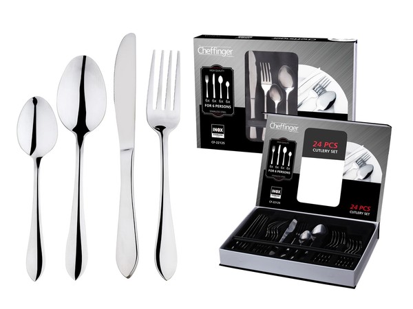 Besteckset 6 Personen 18/10 Edelstahl 24-Teilig KüChenmesser Essbesteck-image
