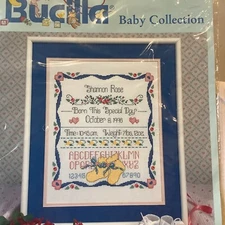 Bucilla Baby Collection Born This Day Counted Cross Stitch Picture 11x14 (44)