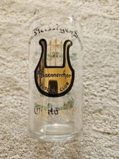 1958 Rare Alumni Teutonia Club Bar Glass Hand Painted Gold Green Windsor Ontario