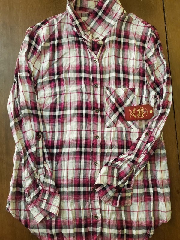 Faded Glory Women’s Size Small(4-6) Plaid Button Up Purple New With Tags