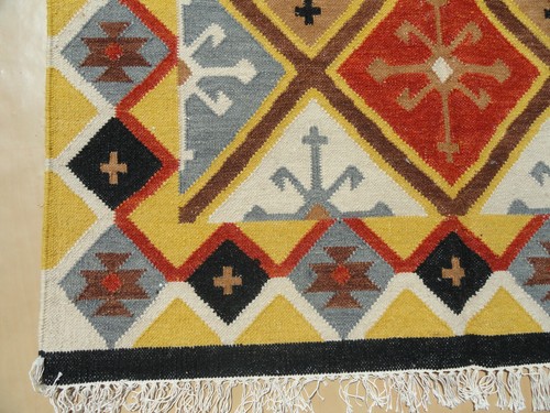 Handmade Woollen Kilim Dhurrie Hand-Woven Kelim Turkish Oriental Area Rug 4x6 ft - Picture 3 of 4