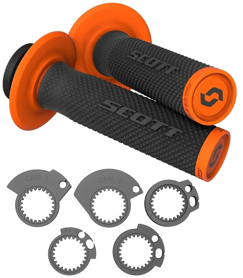 MANOPOLE MOTO SCOTT CROSS ENDURO NERO ARANCIO SX II LOCK ON CON CAM ACCELERATORE