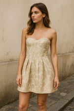 Cynthia Steffe Gold Brocade Mini Dress Size 10 Cocktailcore Bridalcore Romantic