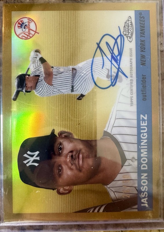 Jasson Dominguez 26/50 On Card Gold Auto 2025 Topps Chrome Platinum ‘55