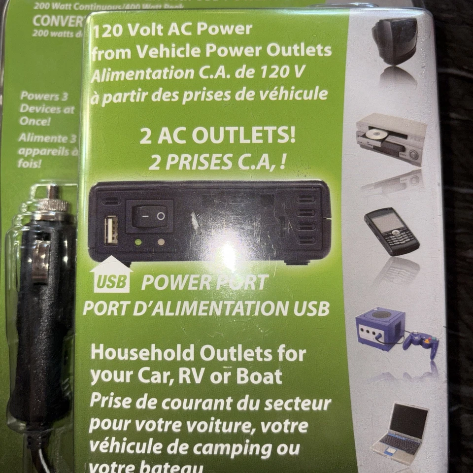 Car Power Source Power Outlet For Car DC to AC Inverter With USB Power Port: - Image 4 of 4