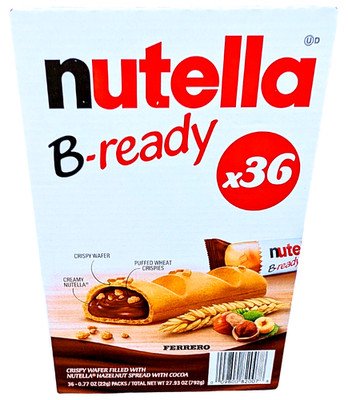 Nutella B-Ready Crispy Wafers Filled with Nutella 36 Ct x 0.7 Oz EXP 03/2026