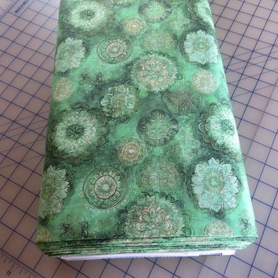 By The Yard ~ 108'' Wide Medallions Sage Green  $3.99 Ships ANY Amount Of Fabric