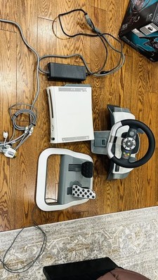 Microsoft Xbox 360 Falcon Racing Wheel Pedals Monster Cable Bundle Tested
