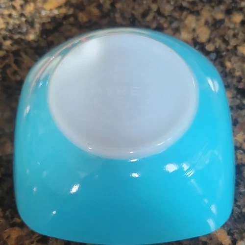 PYREX Blue White Square Glass Bowl 401 Glossy Finish 4 Inch