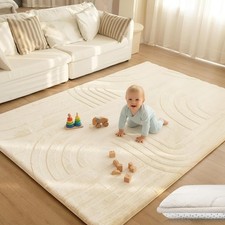 1.3 Inch Fluffy Baby Play Mat 4x6FT Foam Padded Area Rug Cream Soft