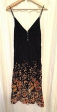 Urban Outfitters Black Velvet Maxi Dress with Floral Print and Button Detail
