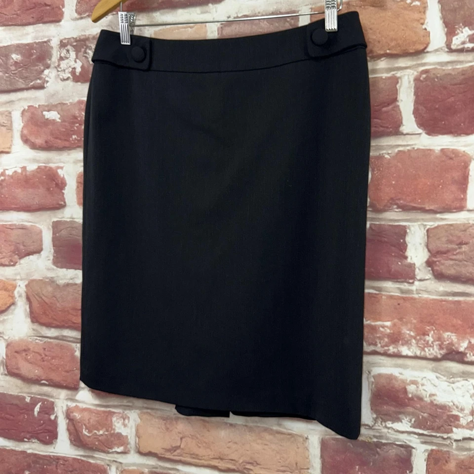 Falda Antonio Melani Mujer 8 Negra Carrera Oficina Trabajo Botón Acento Cremallera Foto 3 de 4