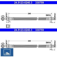 2X Bremsschlauch ATE 24.5123-0240.3 2 BremsschläUche Rechts Links Hinten