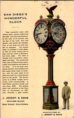 Postcard San Diego's Wonderful Clock San Diego California Postmarked 1915