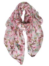 Scarfs for Women Lightweight Floral Birds Print Cotton Wraps Winter Shawl