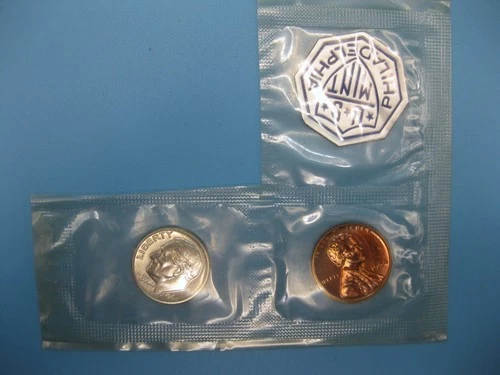 1964 Roosevelt Silver Dime Proof and Lincoln Penny Proof