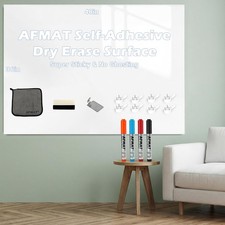 Dry Erase Board Sticker, 48 x 36 inches White Board Wallpaper, Dry Erase Stic...