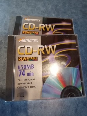 Set of 2 SEALED Memorex CD-RW  650MB / 74 Min Rewrite Speed 1999