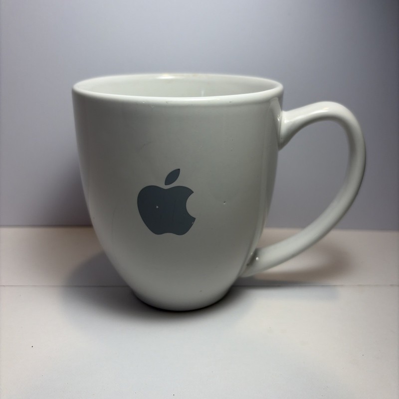 Apple Inc. Computers 14oz White Coffee Tea Mug Silver Apple Logo Ad Macintosh