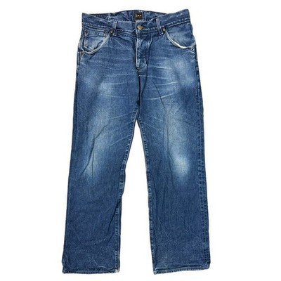 Vintage Lee 101B Denim Jeans Straight Leg Selvedge Hair Hide Blue Mens W34 L31
