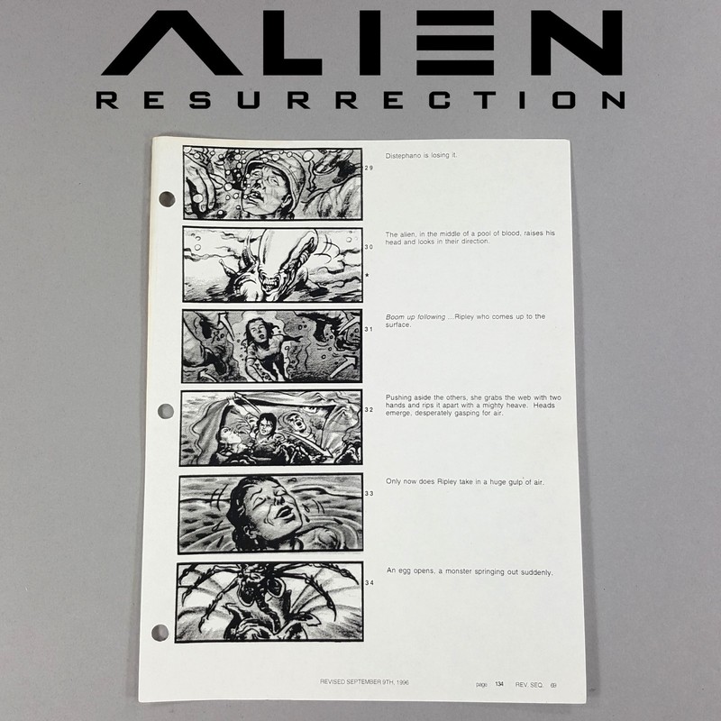 Image 12 of Alien: Resurrection - Production Used Storyboard, Ripley, Underwater Alien