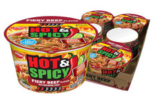 Nissin Hot  Spicy Ramen Noodle Soup, Fiery Beef, 3.28 Ounce Pack of 6 
