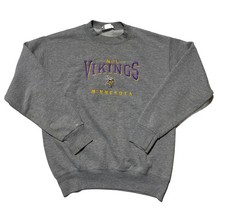 Vintage Minnesota Vikings Embroidered Sweatshirt Mens Medium Gray Lee Sport 90s