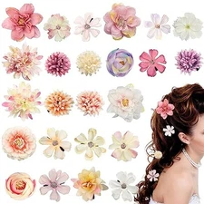 ELANE Hair Clips for Women and Girls - 24 Pcs Floral Accessories with Small 