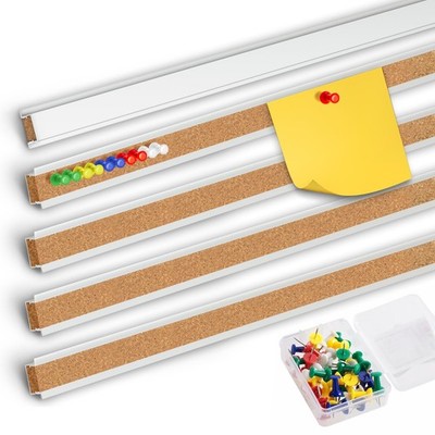 Cork Board Strips for Walls, Bulletin Bar 47.2''×1.1'', Silver